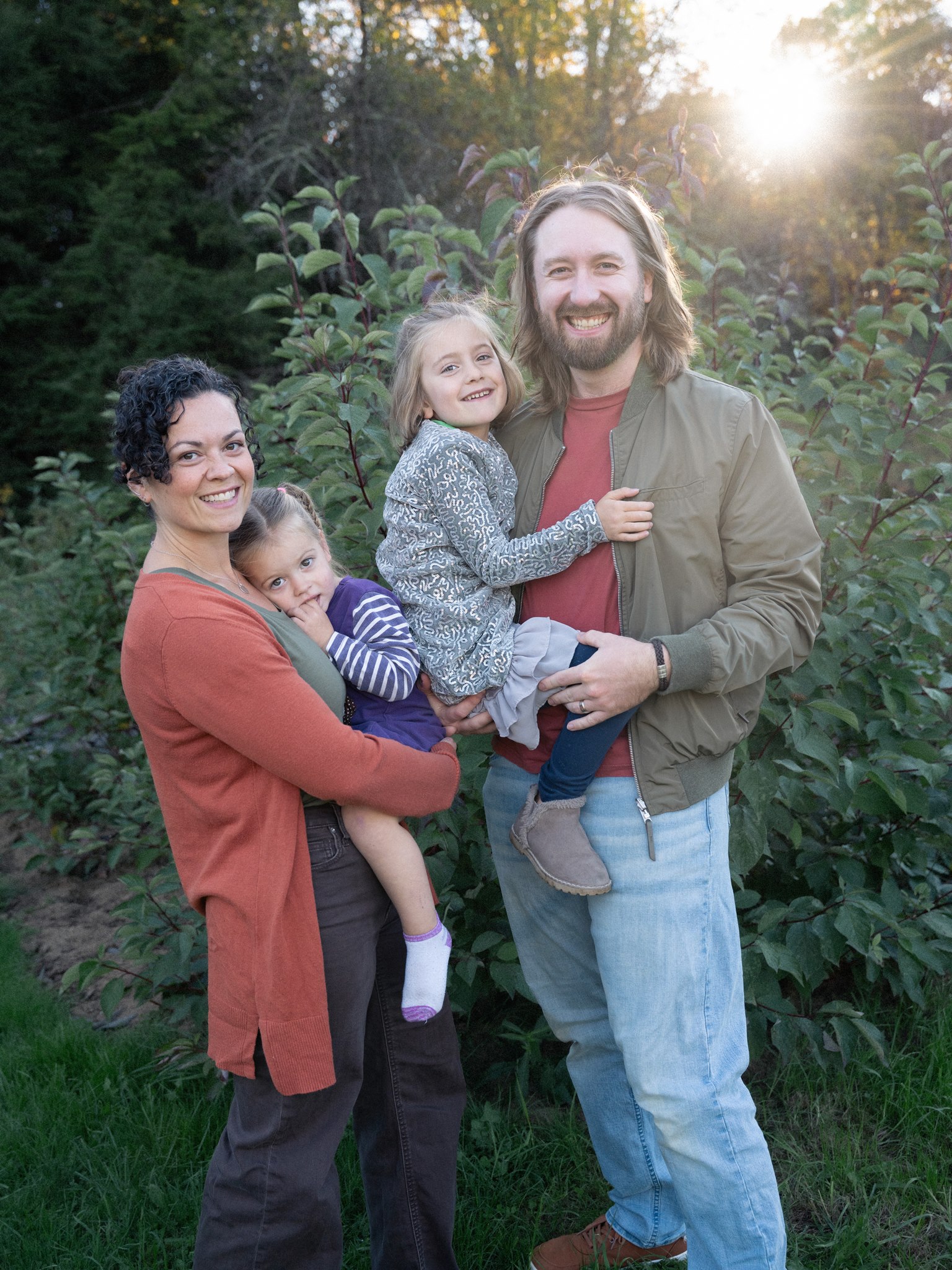 A family together in the evening light